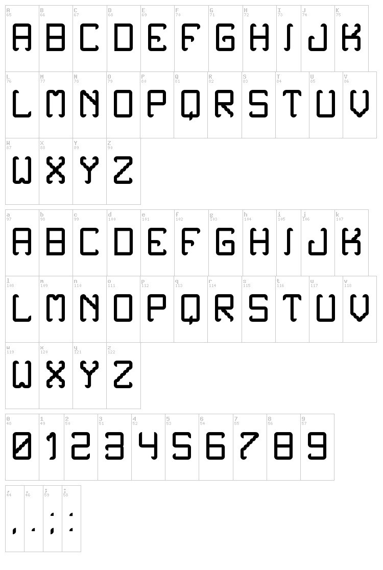 Noxtrey Auf TFB font map